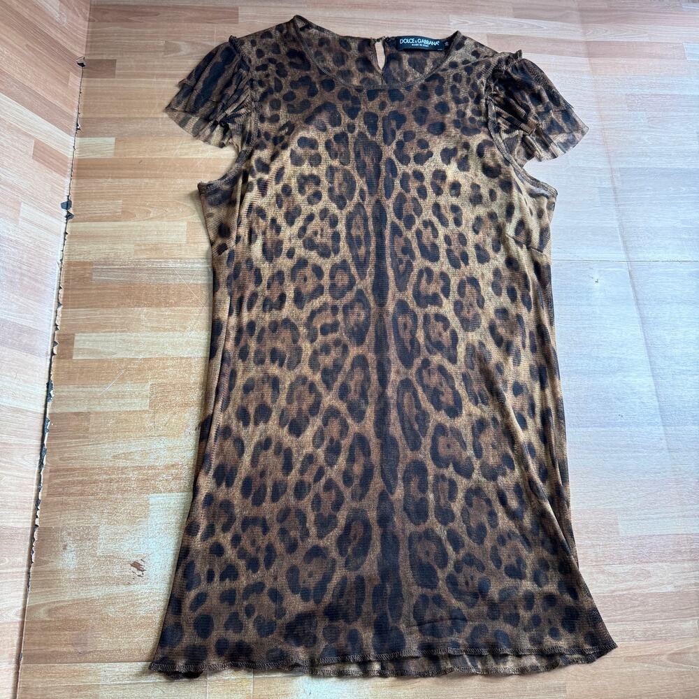 Vintage Dolce & Gabbana Leopard Print Mesh Top Dress IT 46 US 10 - Picture 5 of 11